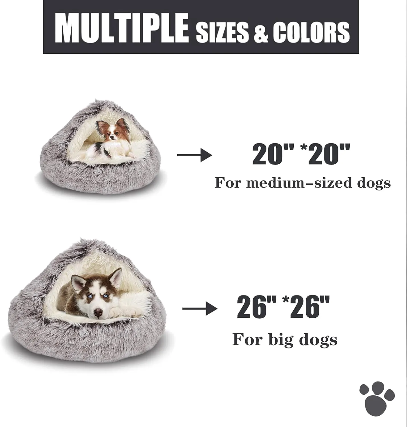 ShinHye Cat Bed Round Plush Fluffy Hooded Cat Bed Cave, Cozy for Indoor Cats or Small Dog beds, Soothing Pet Beds Doughnut Calm Anti-nxiety Dog Bed - Waterproof Bottom Washable, (2323inch, Coffee)