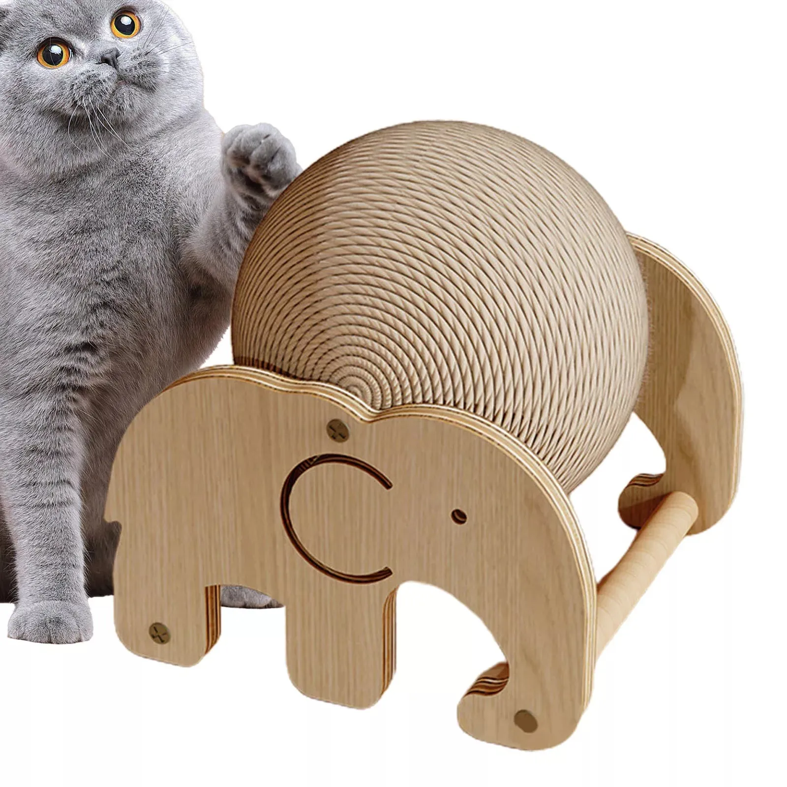 Sisal Scratching Toy Cat Scratching Ball Pet Supplies Wooden Cat Scratcher Ball