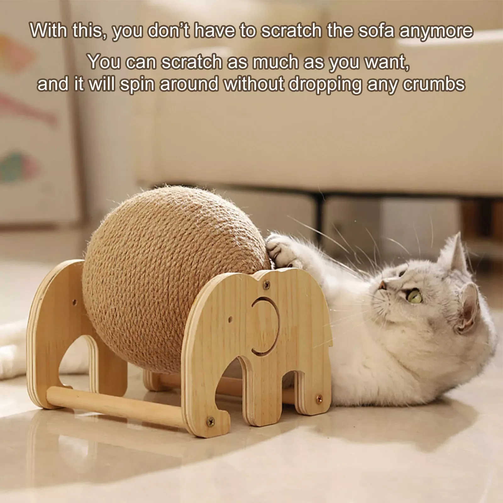 Sisal Scratching Toy Cat Scratching Ball Pet Supplies Wooden Cat Scratcher Ball