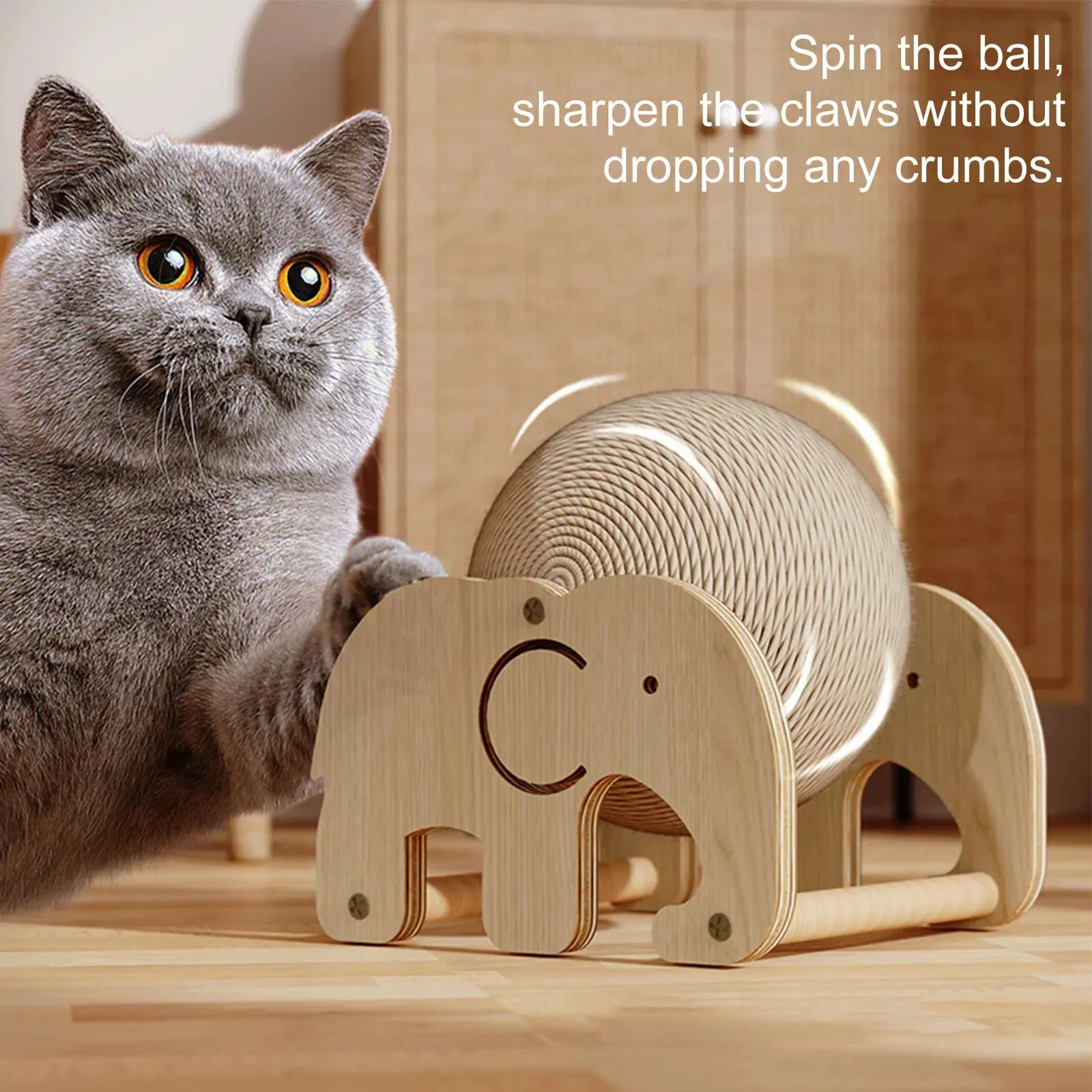 Sisal Scratching Toy Cat Scratching Ball Pet Supplies Wooden Cat Scratcher Ball