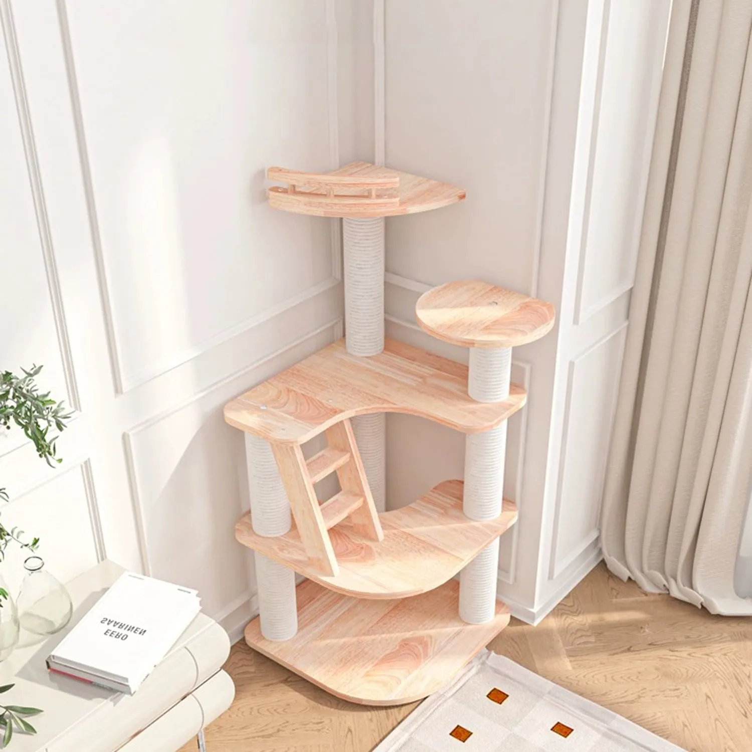 Solid Wood Cat Nest Cat Tree Integrated Corner Cat Climbing Frame