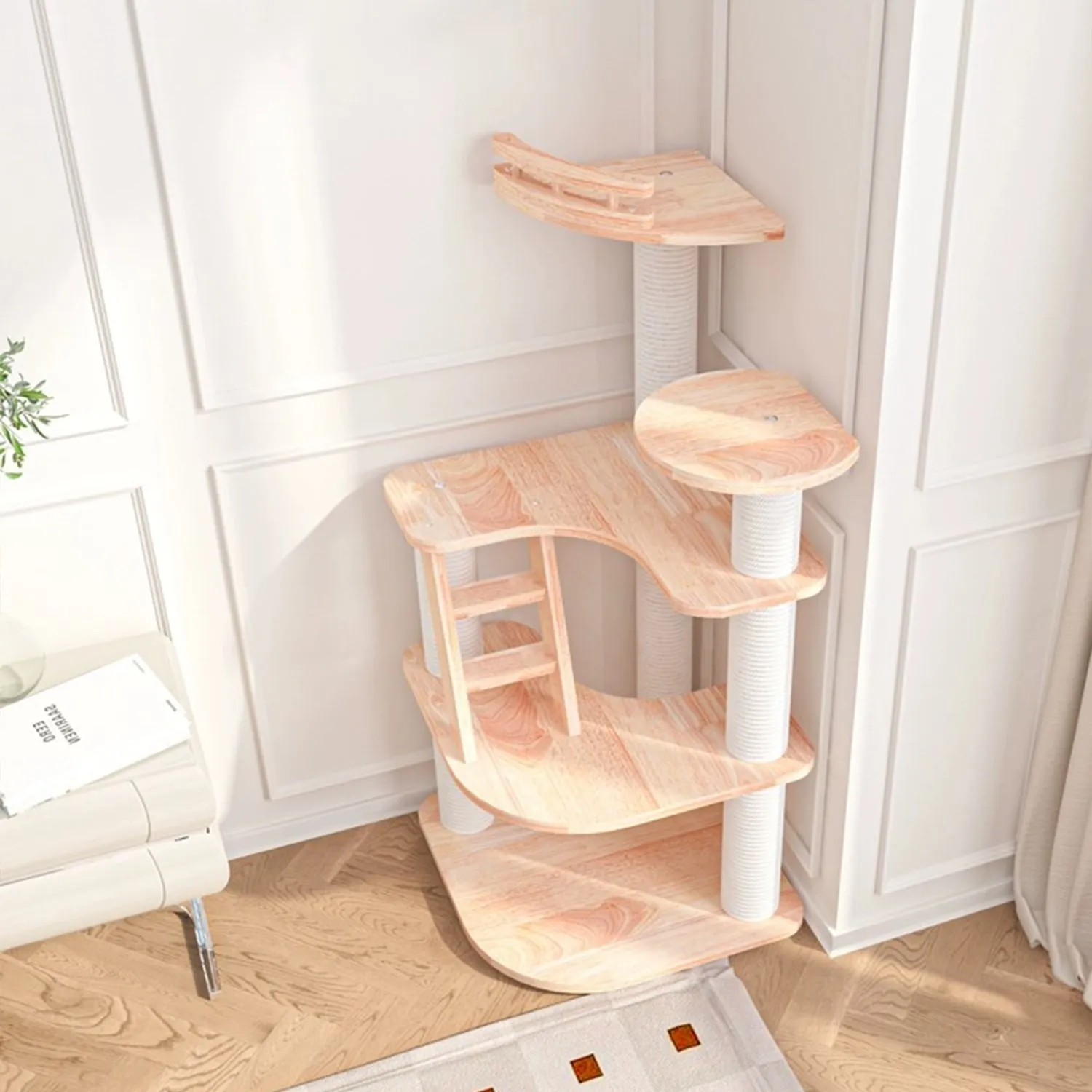 Solid Wood Cat Nest Cat Tree Integrated Corner Cat Climbing Frame