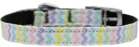 Spring Chevron Nylon Dog Collar with classic buckle 3-8" Size 12