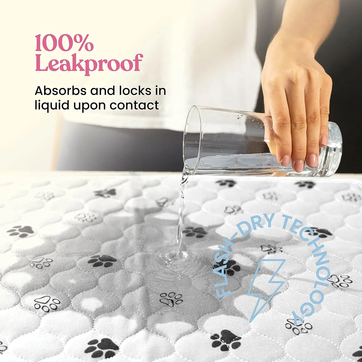 Super Absorbent Washable Pee Pads for Dogs - 2-Pack Superior Reusable Puppy Pads Pet Training Pads 100% Waterproof Dog Pee Pad Protects Against Urine Leakage Non-Slip Grip Prevents Slipping& Bunching