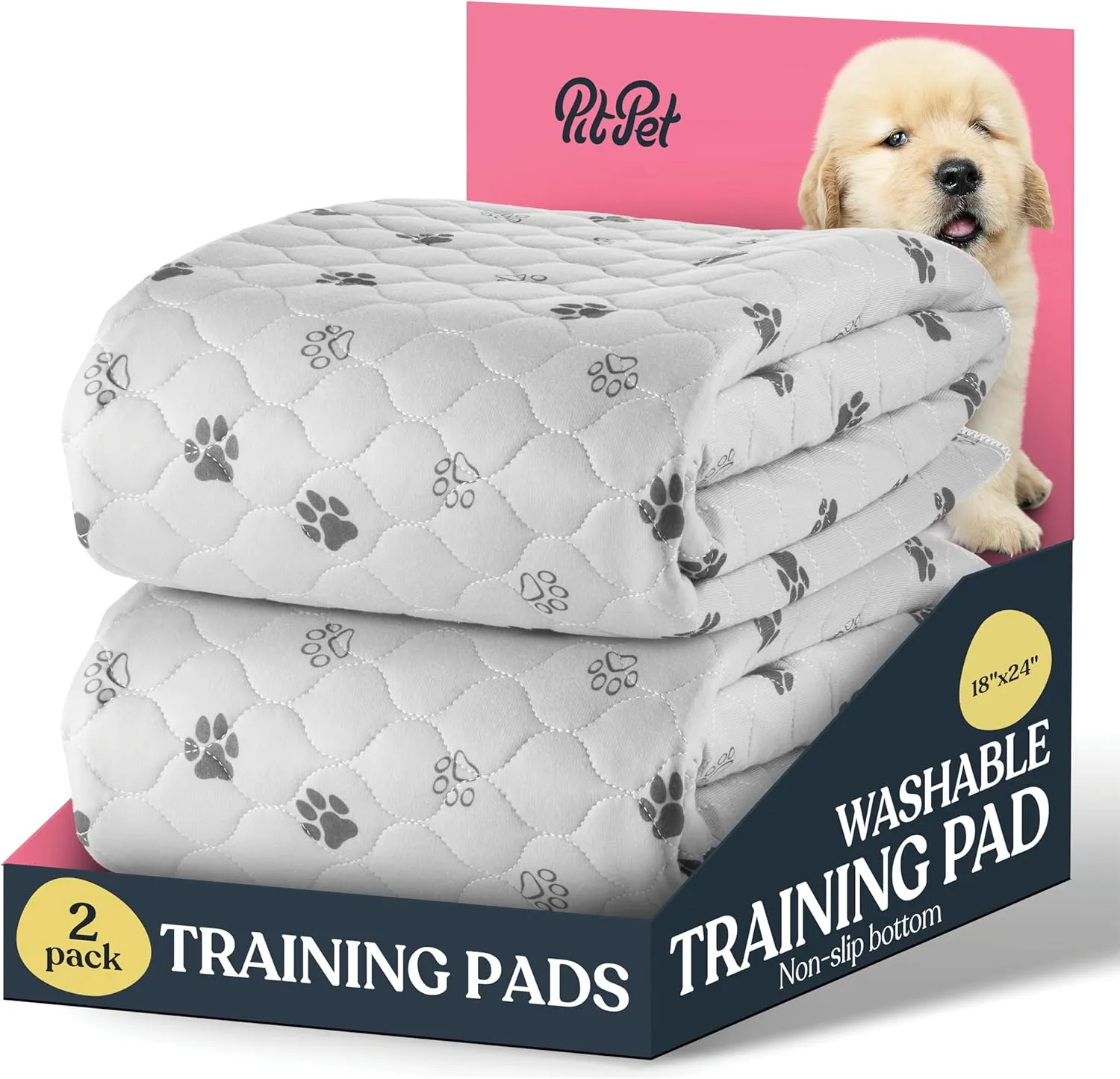 Super Absorbent Washable Pee Pads for Dogs - 2-Pack Superior Reusable Puppy Pads Pet Training Pads 100% Waterproof Dog Pee Pad Protects Against Urine Leakage Non-Slip Grip Prevents Slipping& Bunching