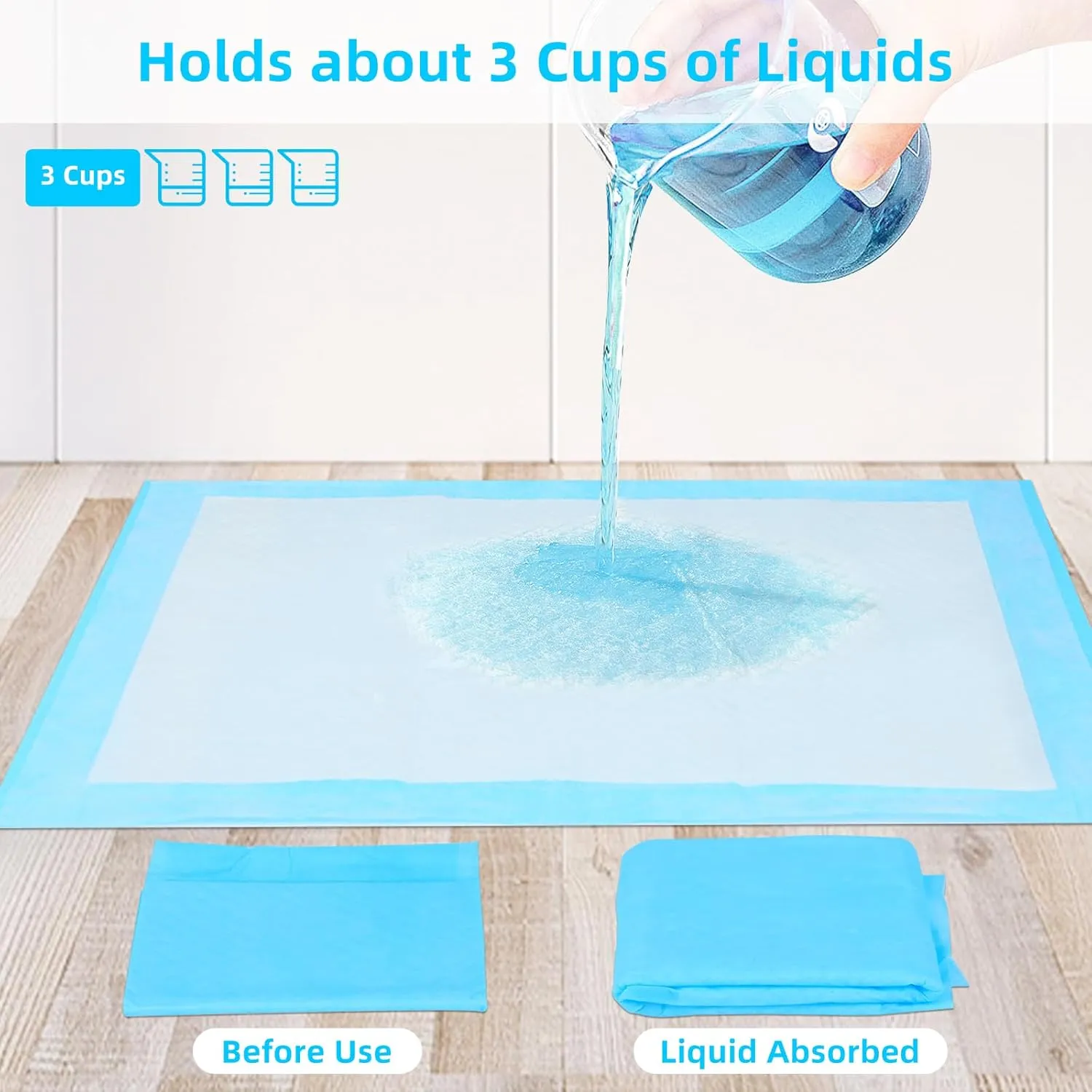 Super Absorbent Waterproof Dog and Puppy Pet Training Pad, Housebreaking Pet Pad, 100-Count Extra Small-Size, 17X24, Blue
