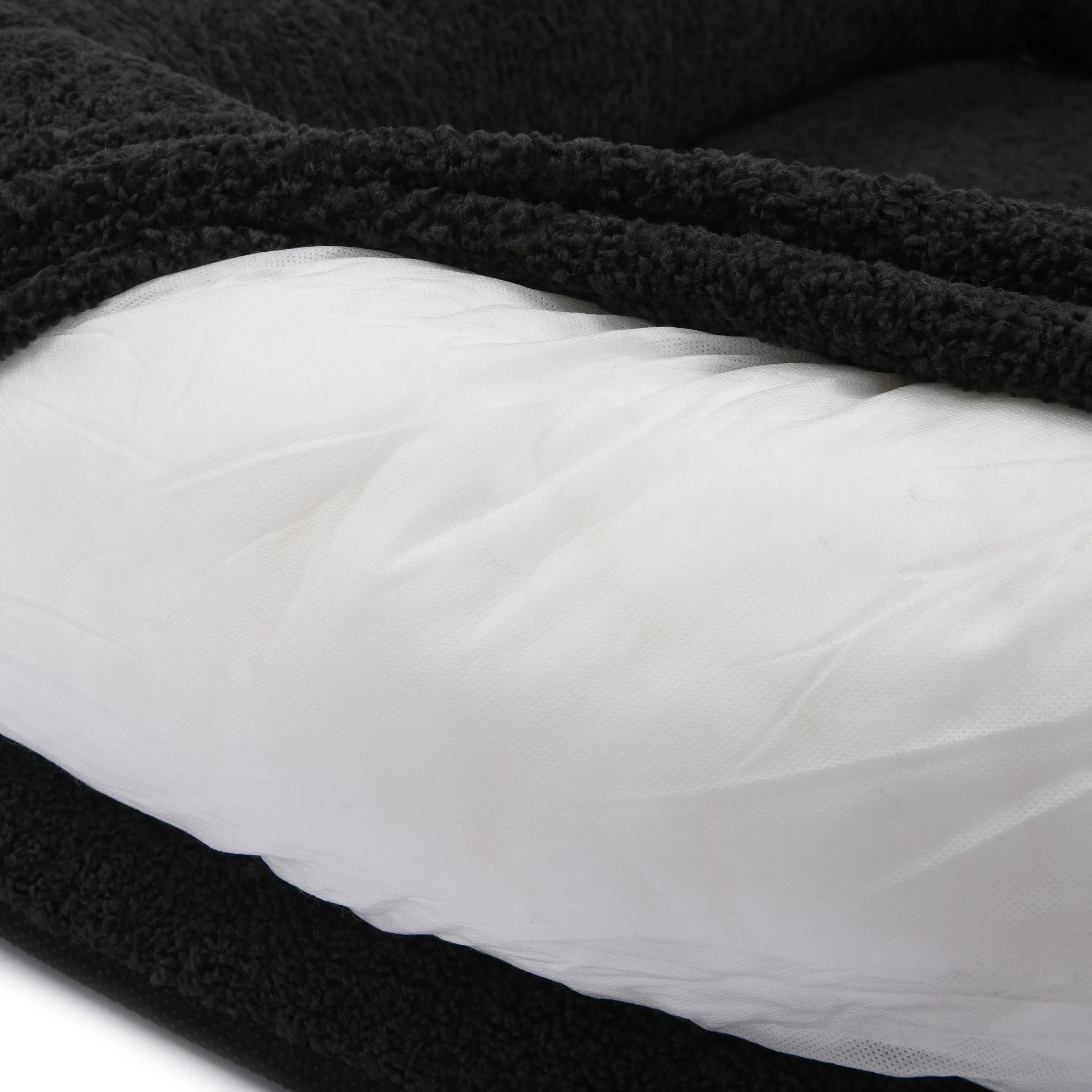 Teddy Fleece Memory Foam Sofa Pet Bed with Bolster - Charcoal