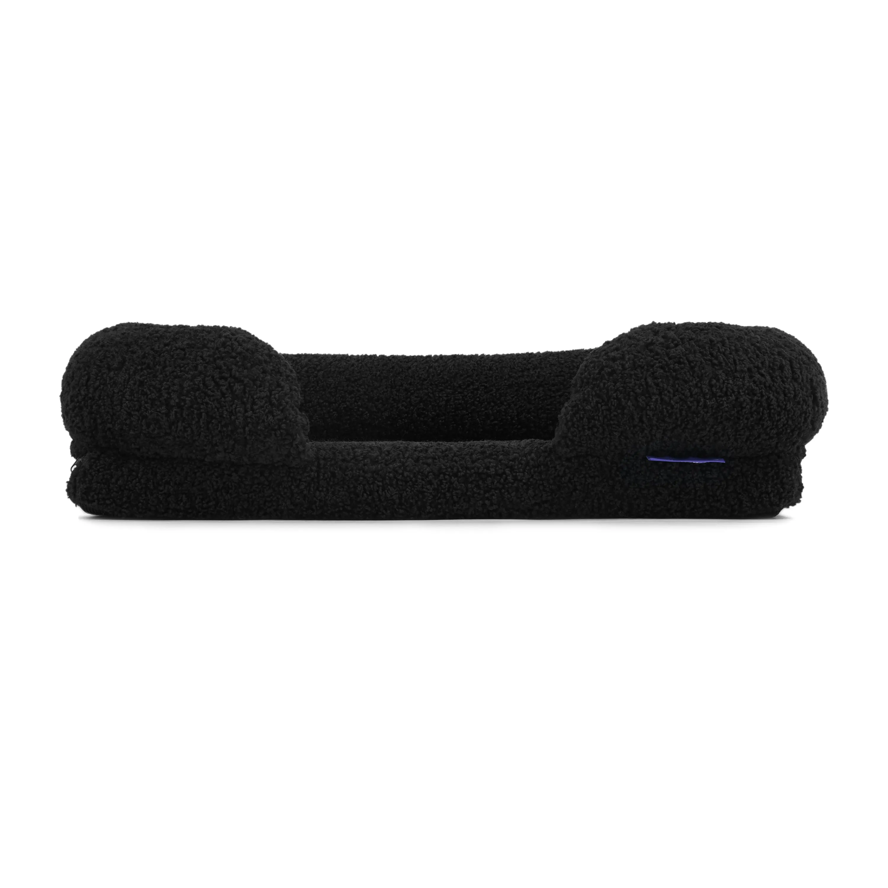 Teddy Fleece Memory Foam Sofa Pet Bed with Bolster - Charcoal