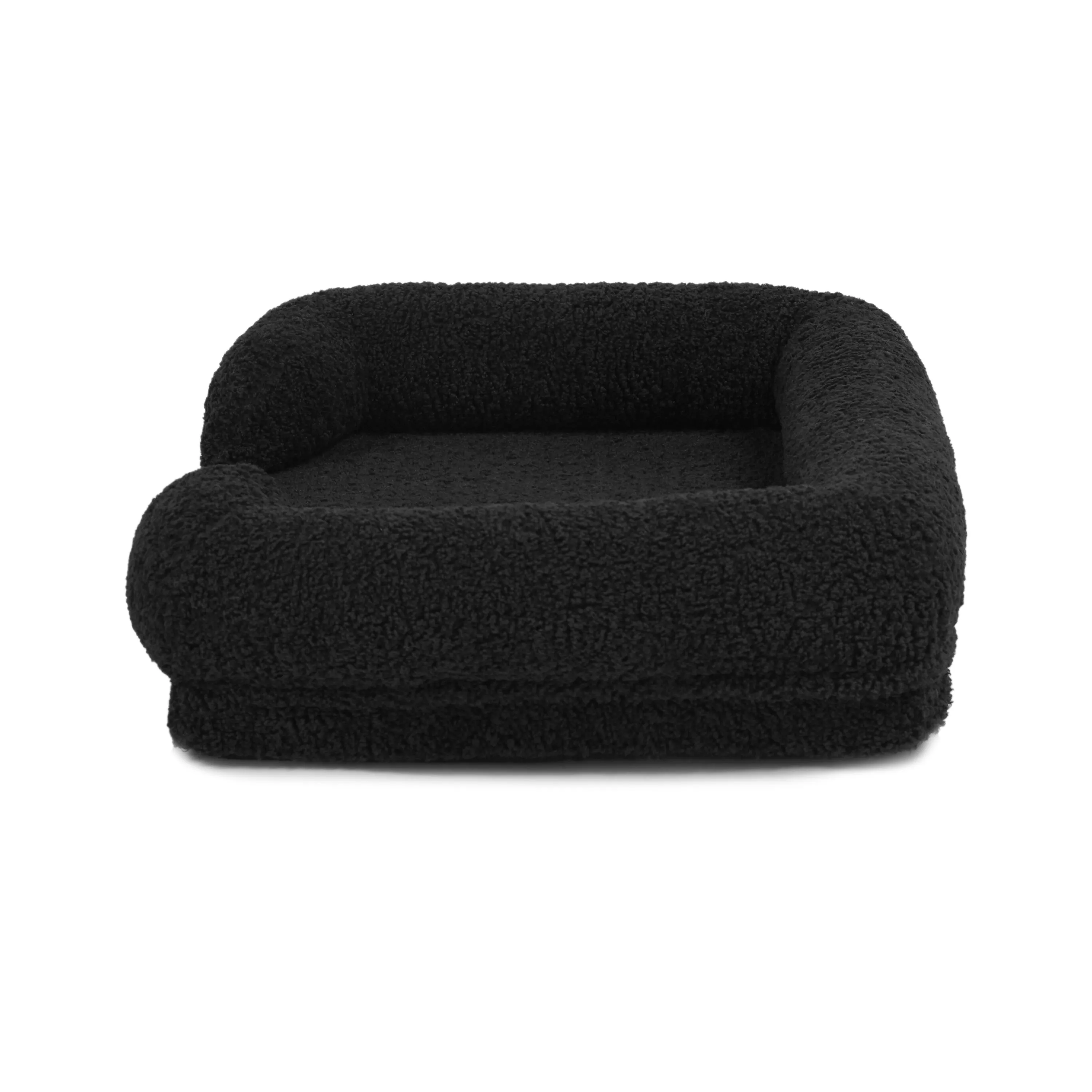 Teddy Fleece Memory Foam Sofa Pet Bed with Bolster - Charcoal