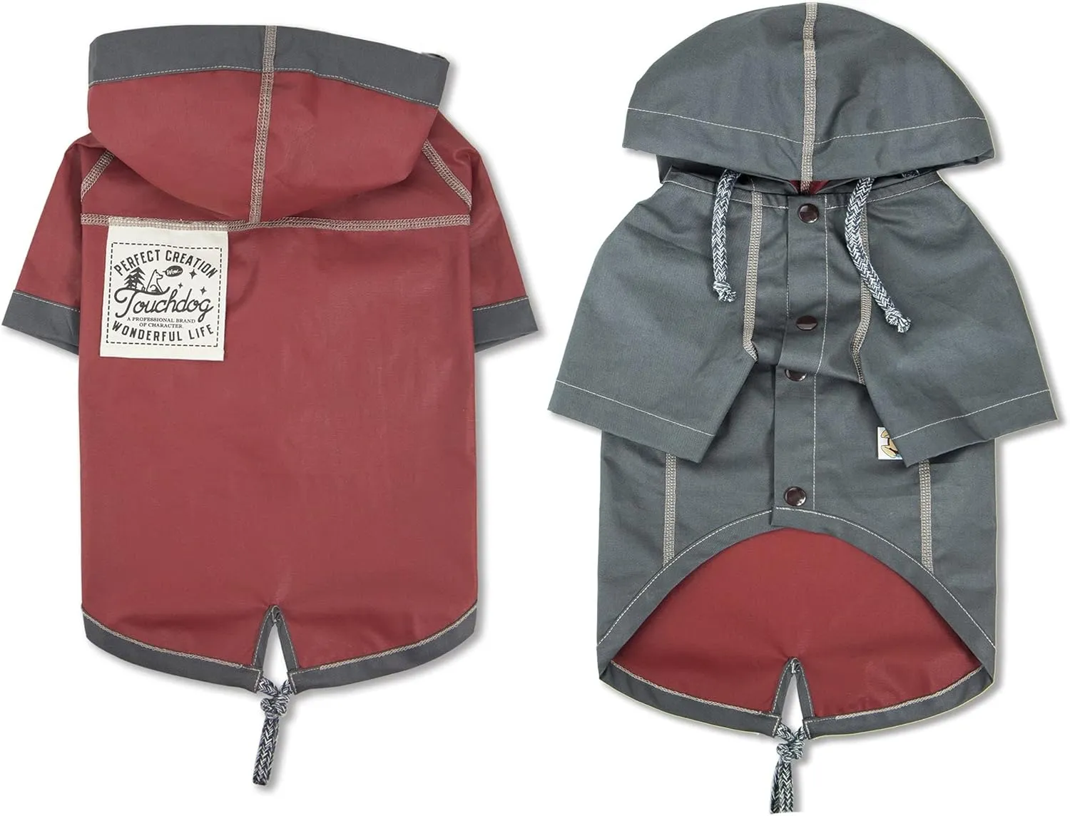 Touchdog 'Cloudburst' Reversible Dog Raincoat - Waterproof Dog Coat and Adjustable Rainbreaker Pet Raincoat or Outdoor Dog Jacket with Built-in Hood