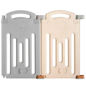 UANLAUO 2-Panel Baby Fence Baby Playpen Foldable Baby Gate Playpen Extension Uanlauo Play Yards Play Area Gate Playpen Portable Toddler Play Yards Adjustable Panels for Safe Playtime (Grey Cream)