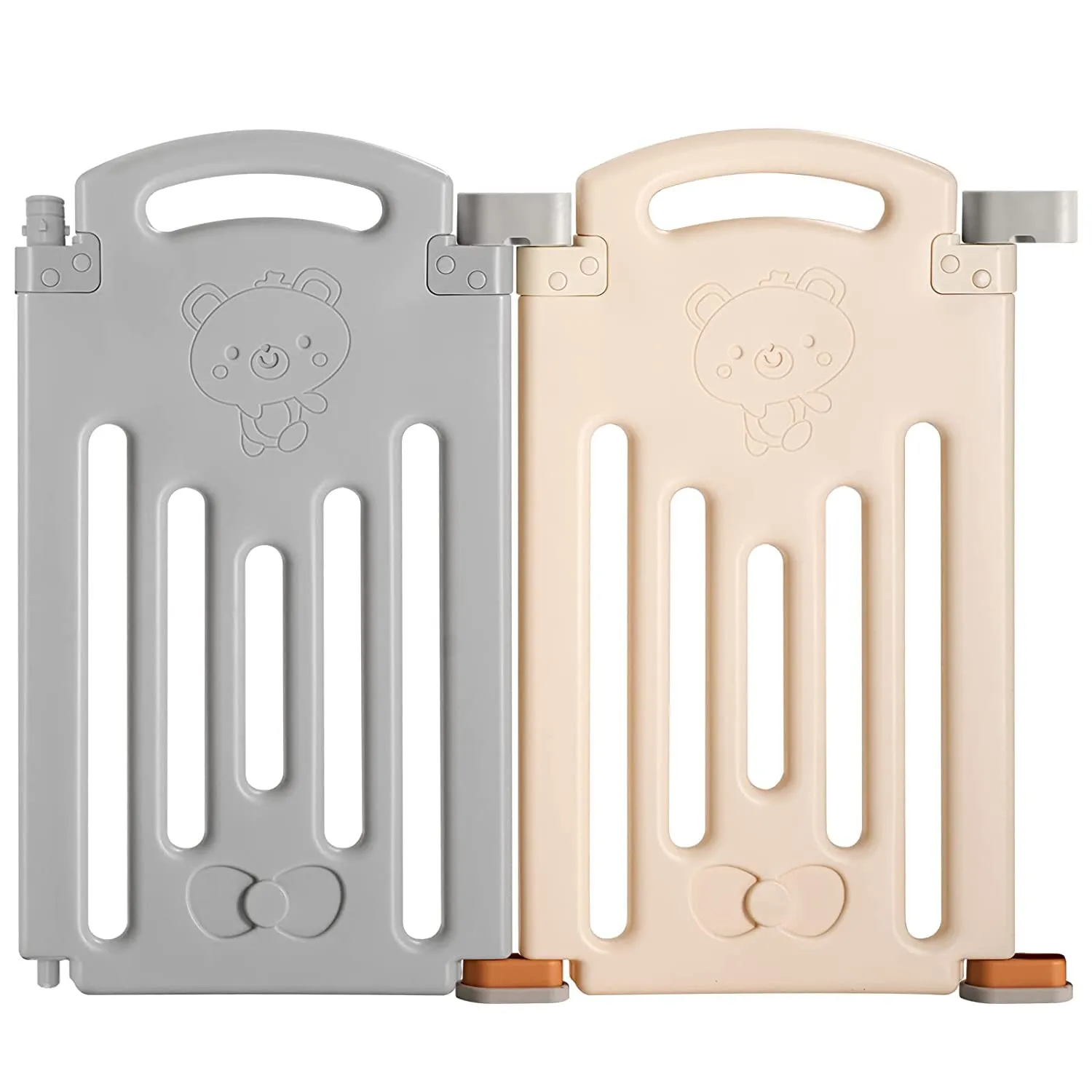 UANLAUO 2-Panel Baby Fence Baby Playpen Foldable Baby Gate Playpen Extension Uanlauo Play Yards Play Area Gate Playpen Portable Toddler Play Yards Adjustable Panels for Safe Playtime (Grey Cream)