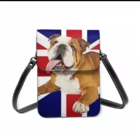 Ultimate English BullDog and Union Jack Ladies Crossbody Purse Handbag