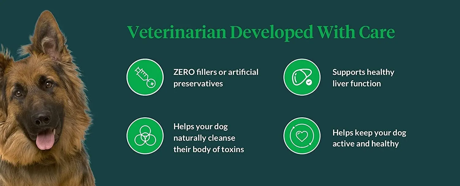 Ultimate Pet Nutrition Canine Detox Tablets Liver & Enviromental Support Dog Supplements - 30 Count