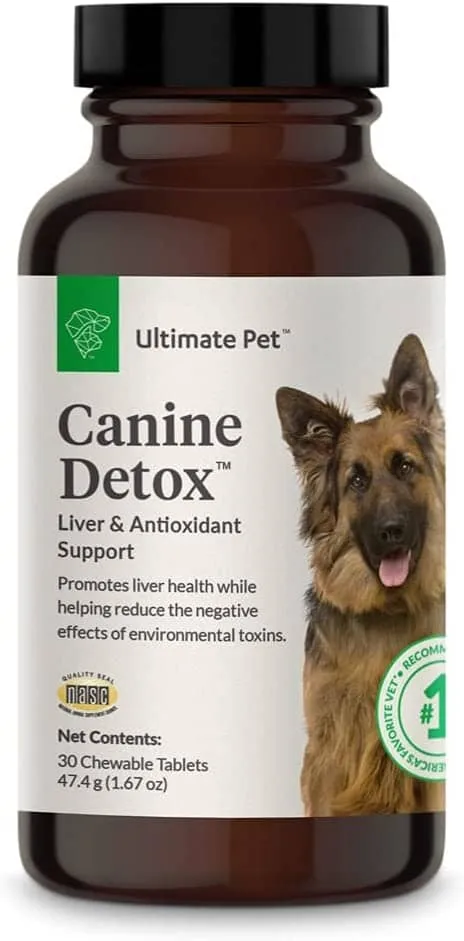 Ultimate Pet Nutrition Canine Detox Tablets Liver & Enviromental Support Dog Supplements - 30 Count