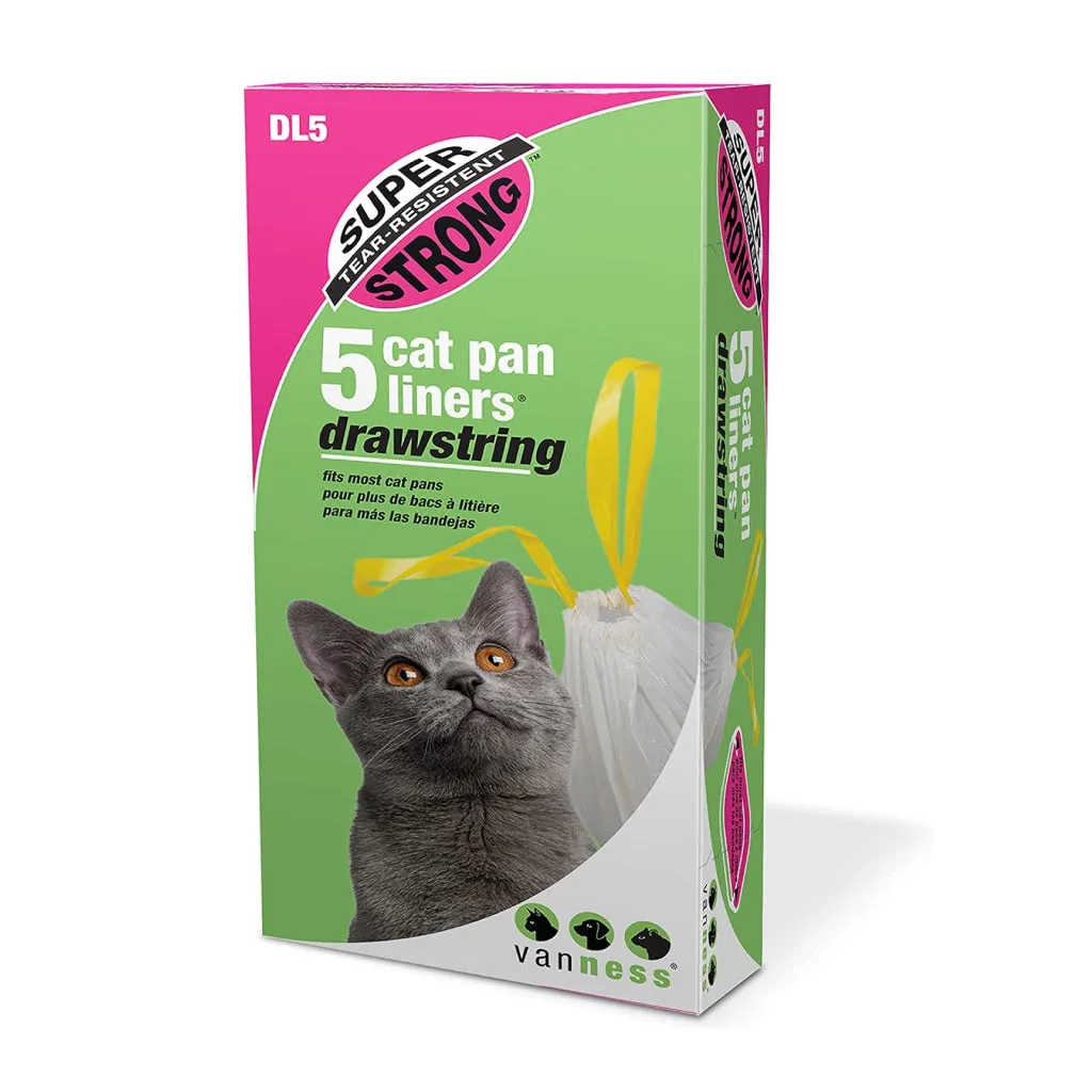 Van Ness Super Strong Drawstring Pan Liners For Cats, 5-count
