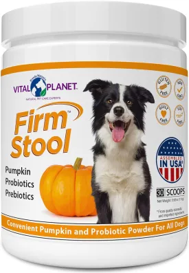 Vital Planet - Firm Stool  Dog Stool Hardener, Eliminates Diarrhea and Gas - Pumpkin, Probiotics and Prebiotics for Healthy Digestion, Fiber for Firmer Stools and Regularity - 111 Grams 30 Servings