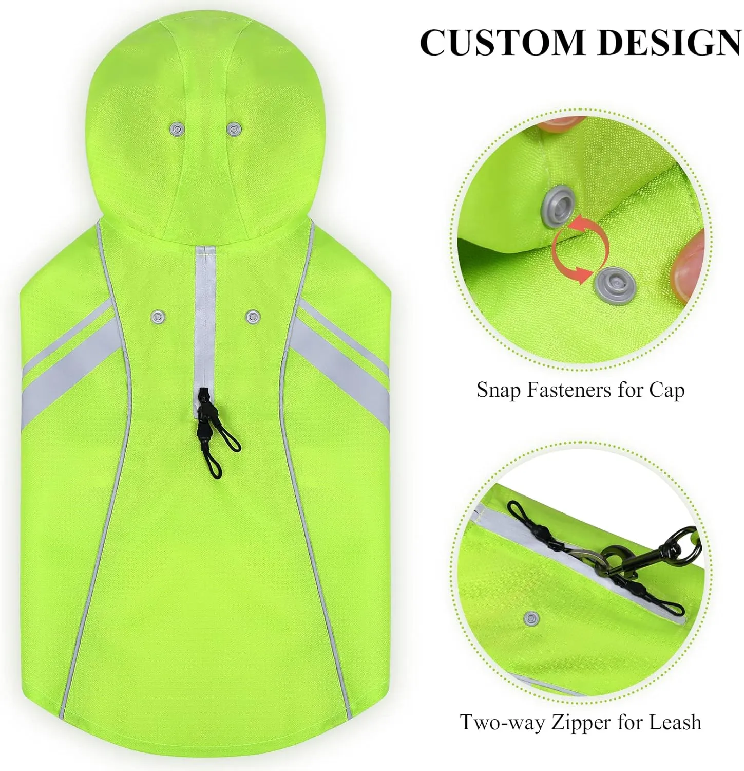 VIVAGLORY Dog Raincoat for Small Dogs, Easy on & Off Pet Rain Clothes, Reflective Lightweight Breathable Dogs Safety Vest Jackets for Adventures, Walking, Hunting, Bright Yellow