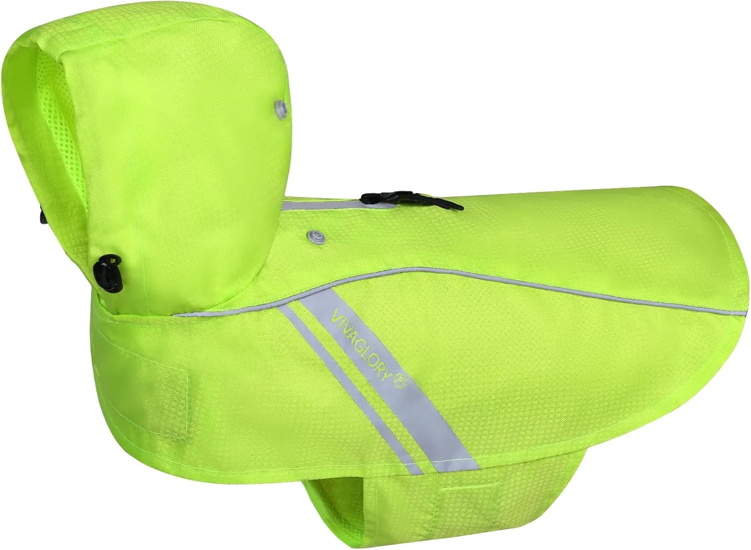 VIVAGLORY Dog Raincoat for Small Dogs, Easy on & Off Pet Rain Clothes, Reflective Lightweight Breathable Dogs Safety Vest Jackets for Adventures, Walking, Hunting, Bright Yellow