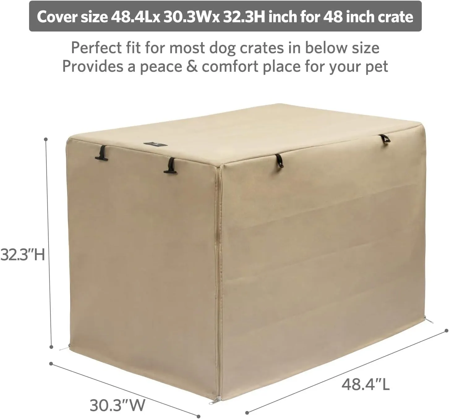 X-ZONE PET Double Door Dog Crate Cover - Polyester Pet Kennel Cover (Fits 24 30 36 42 48 inches Wire Crate) (48Inch, Tan)