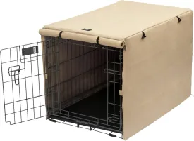 X-ZONE PET Double Door Dog Crate Cover - Polyester Pet Kennel Cover (Fits 24 30 36 42 48 inches Wire Crate) (48Inch, Tan)
