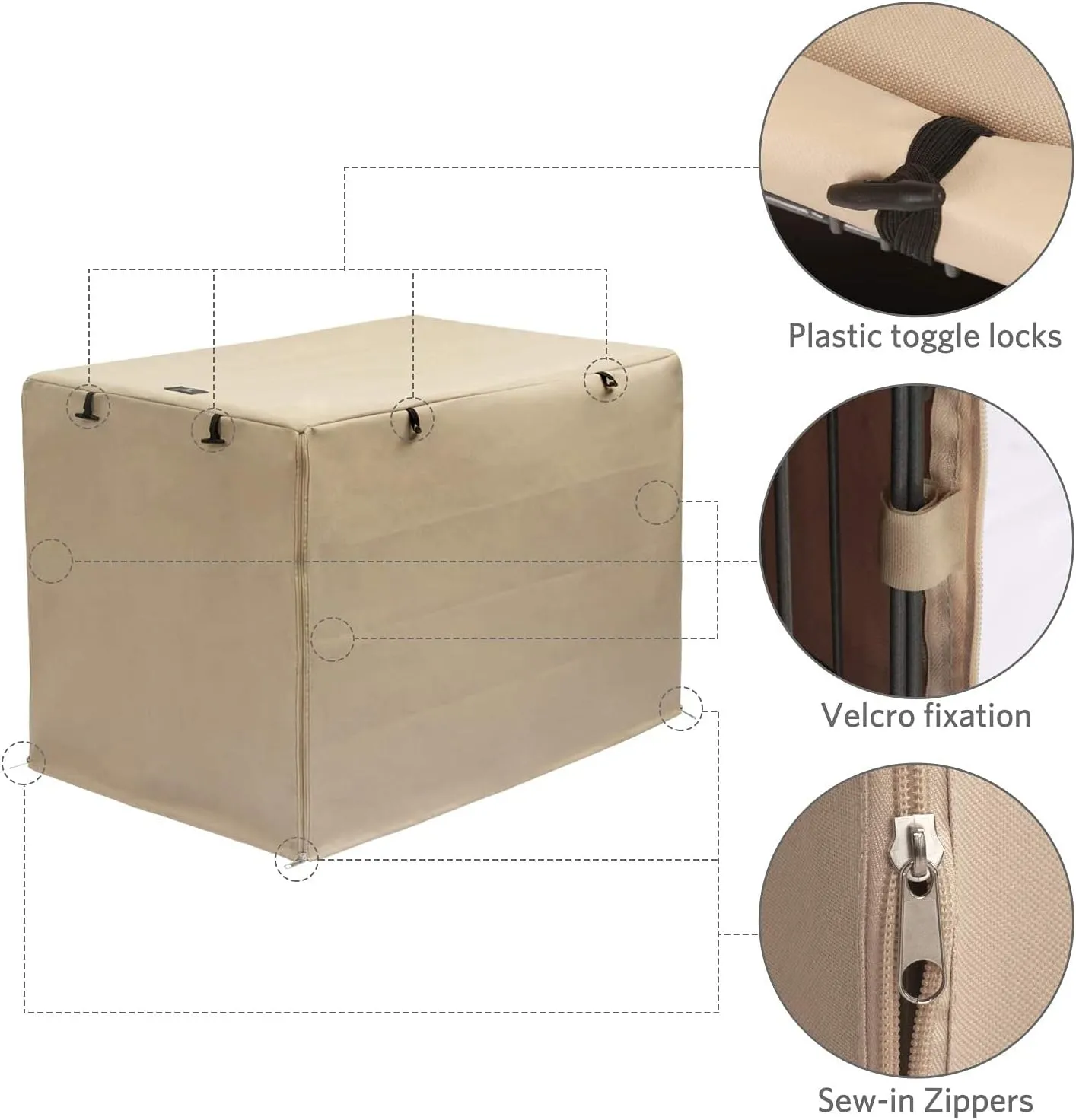 X-ZONE PET Double Door Dog Crate Cover - Polyester Pet Kennel Cover (Fits 24 30 36 42 48 inches Wire Crate) (48Inch, Tan)