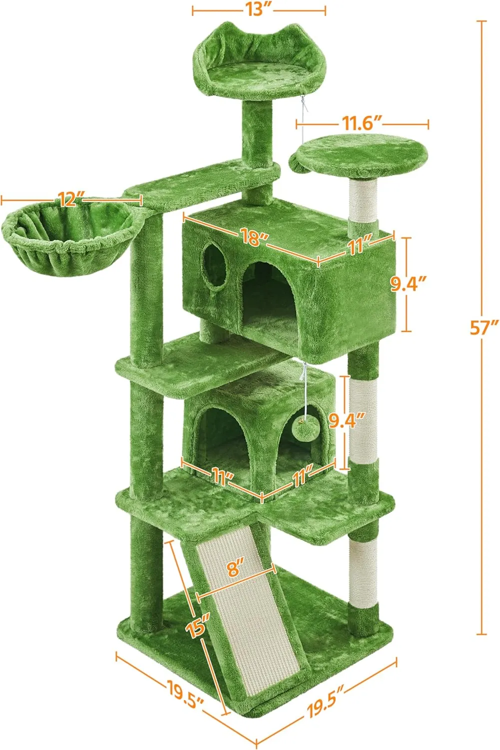 Yaheetech 57in Cat Tree, Cat Tower for Indoor Cats with 2 Door Condo Basket and Sisal Scratching Posts, Cat Furniture for Kittens
