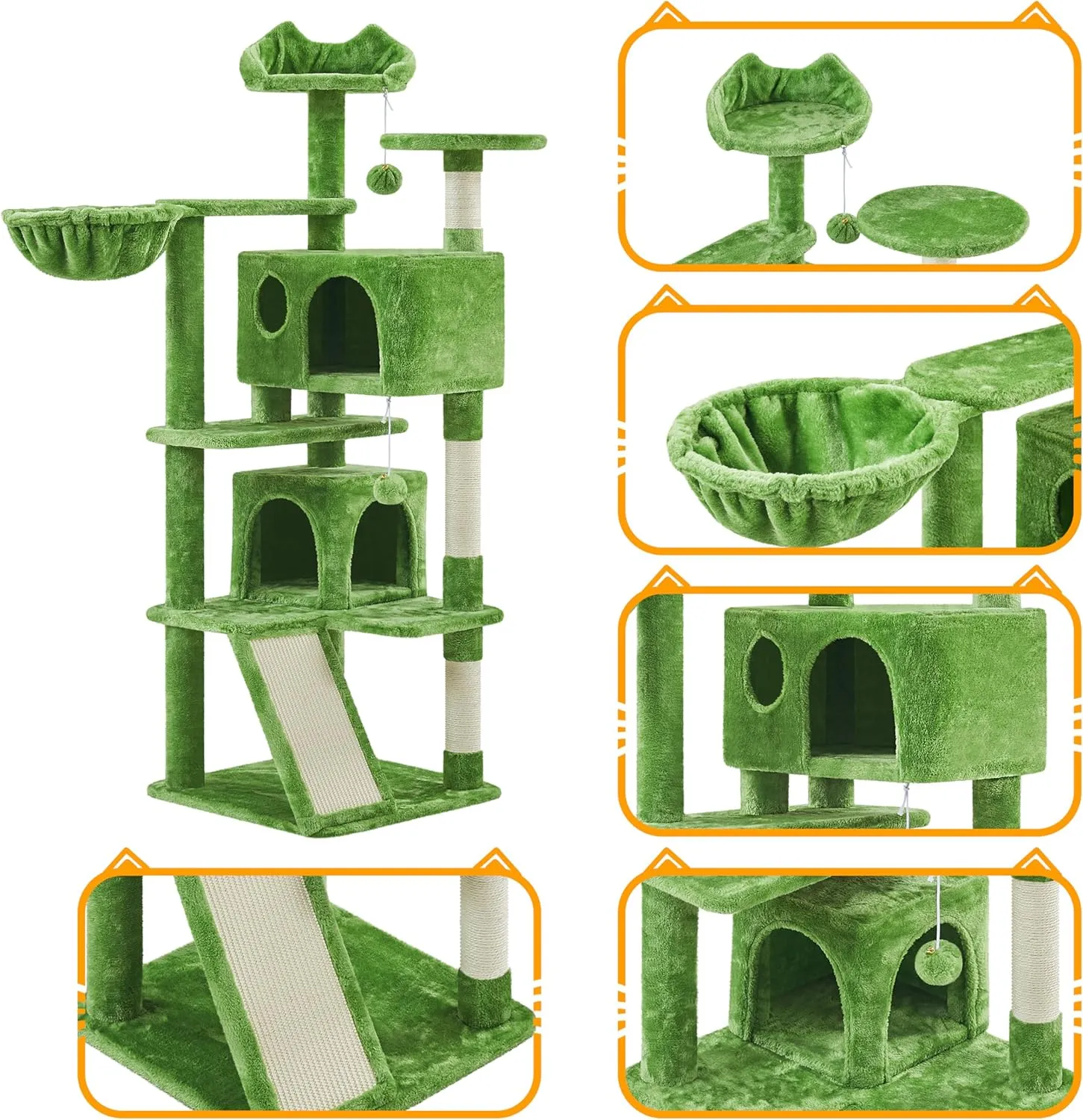 Yaheetech 57in Cat Tree, Cat Tower for Indoor Cats with 2 Door Condo Basket and Sisal Scratching Posts, Cat Furniture for Kittens