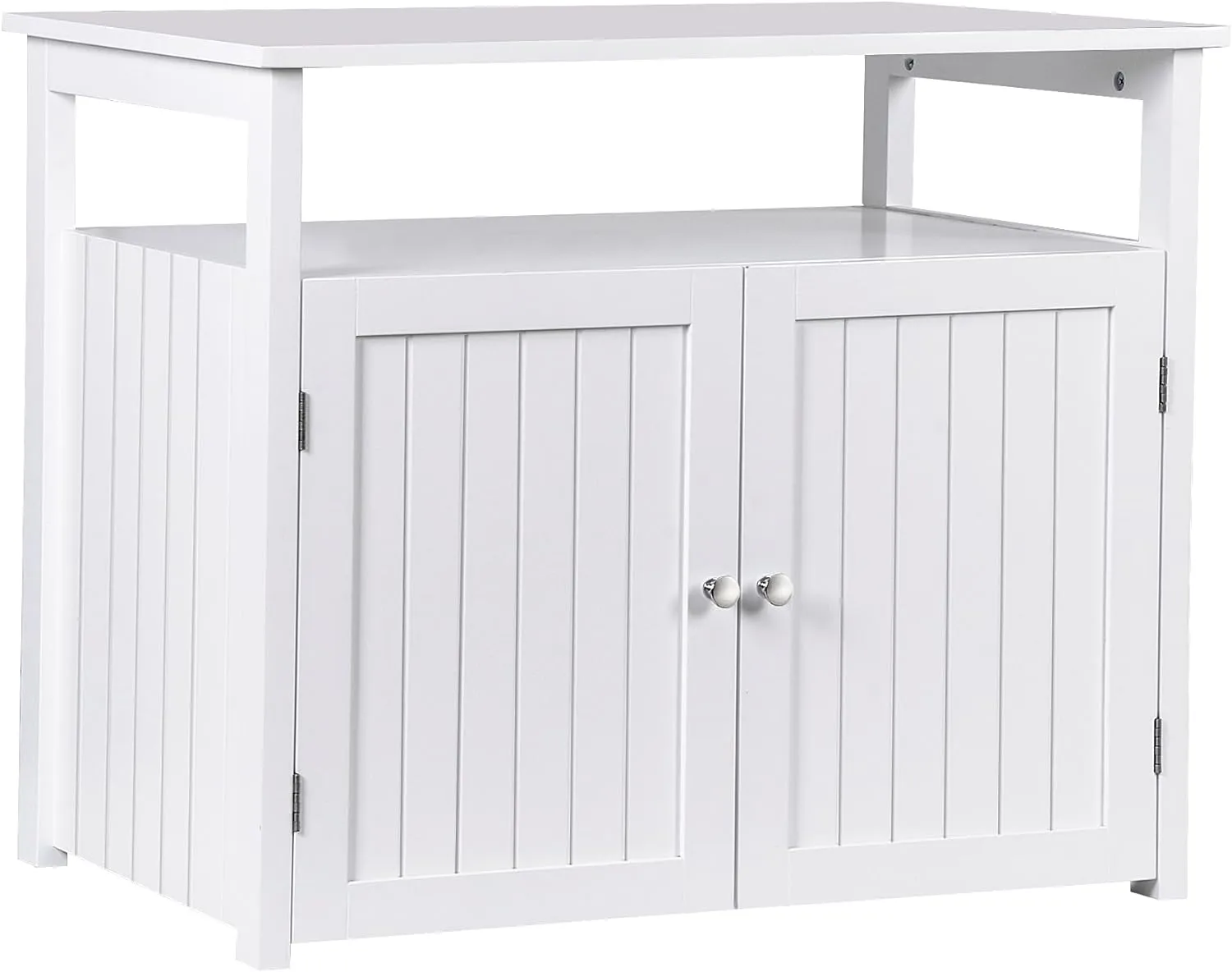 ZENY™ Cat Litter Box Enclosure, Cat Litter Box Furniture Hidden with Open Shelf, Wooden Cat Litter Cabinet with Divider, White