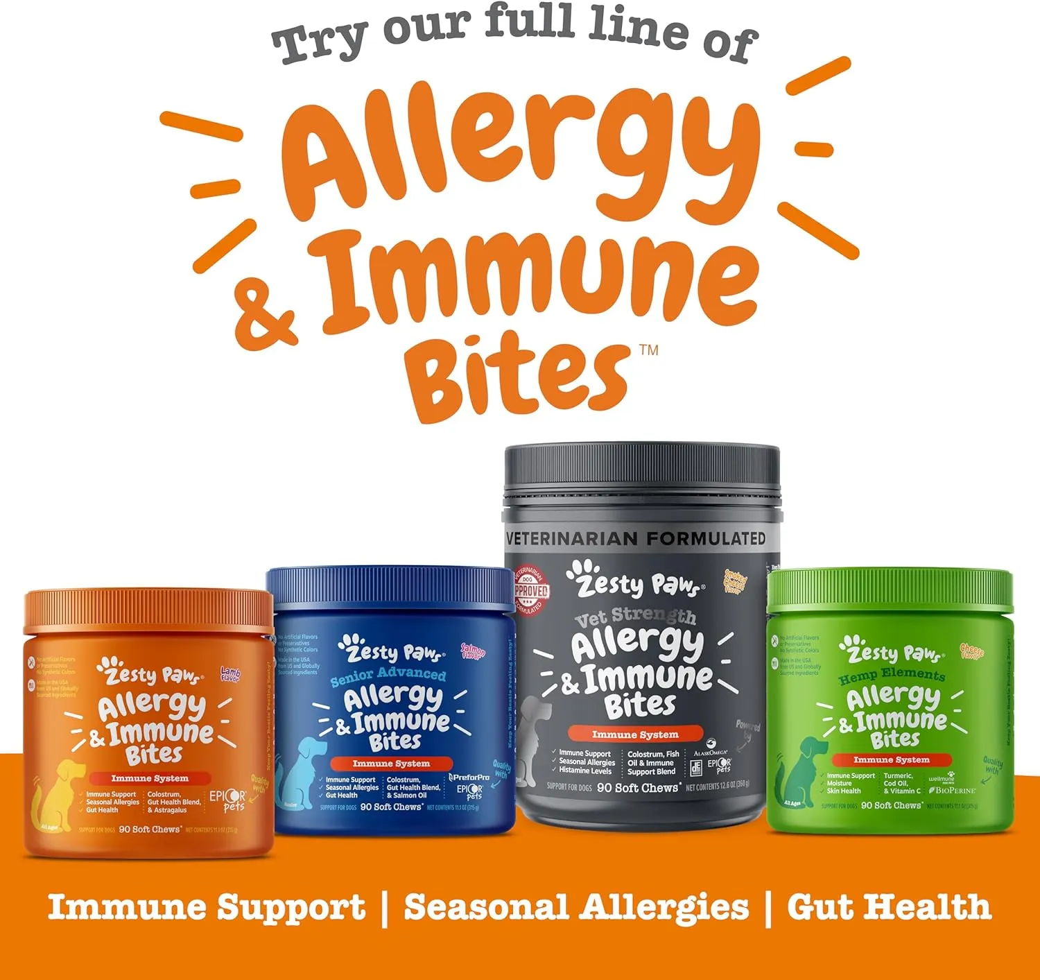 Zesty Paws Dog Allergy Relief- Dog Itching Skin Relief- Dog Probiotics for Itchy Skin and Itchy Ears- Dog Allergy Paw Relief- Dog Allergy Chews- Dog Itch Relief- Dog Skin Allergy Relief- Salmon- 90ct