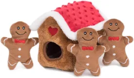 ZippyPaws Burrow- Interactive Dog & Puppy Toys for Boredom, Stimulating Pet Products to Keep Them Busy, Hide & Seek Plush Dog Puzzle, Enrichment Squeaky Toy, For Small & Medium Dogs- Gingerbread House